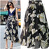 Summer and autumn large size floral black blue chiffon skirt in the long paragraph large swing skirt